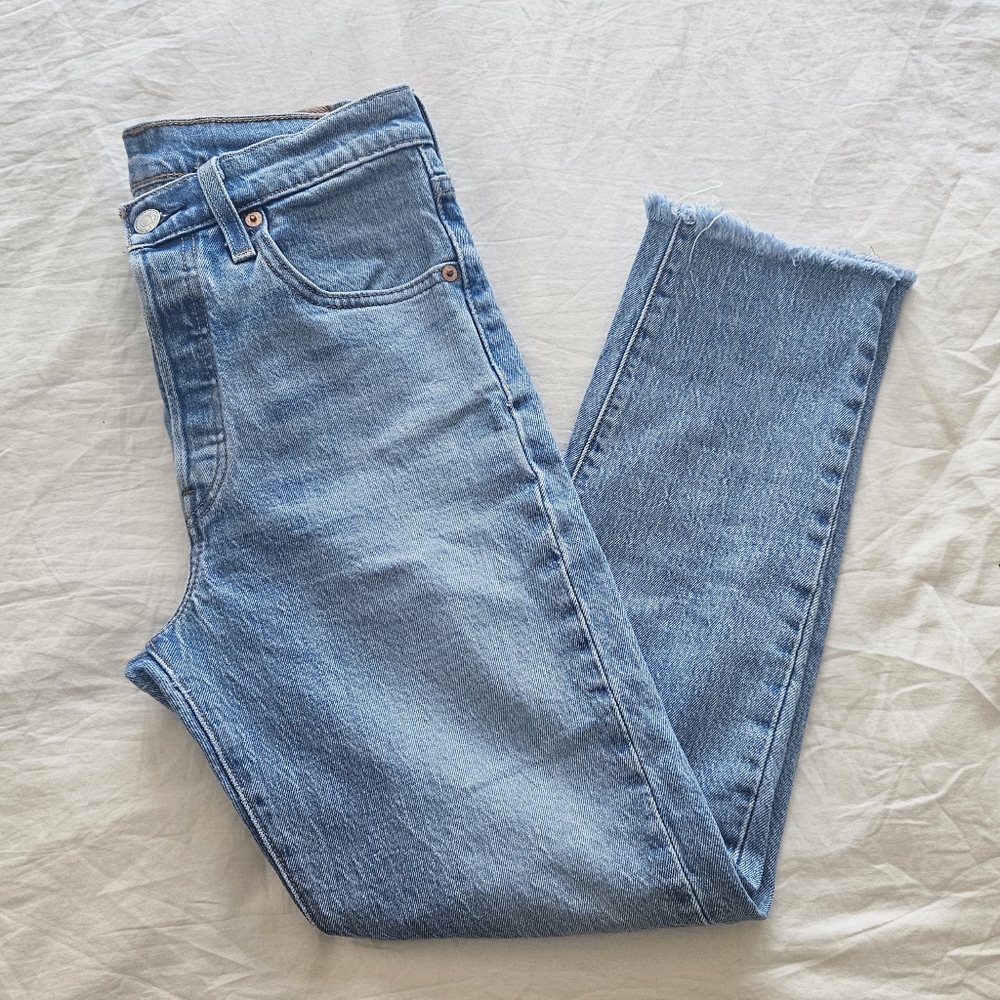 LEVI's 501 S Blue Denim Jeans Skinny Button Fly W25 Cotton Blend